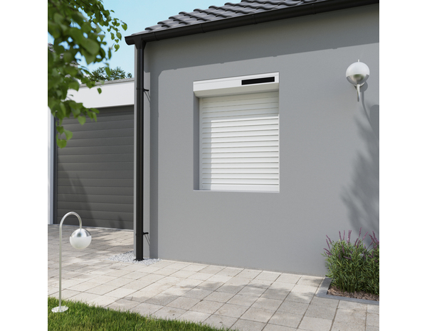 Volet roulant solaire motorisé aluminium blanc 125 x 100 cm - GEOM - Brico Dépôt