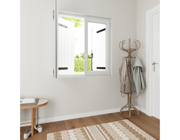 Volet battant 2 panneaux PVC blanc 125 x 120 cm - GEOM - Brico Dépôt