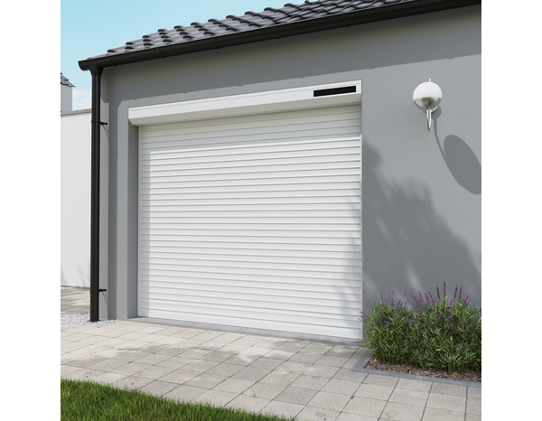 Volet roulant solaire motorisé aluminium blanc 215 x 240 cm - GEOM - Brico Dépôt