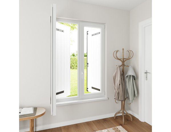 Volet battant manuel 2 panneaux PVC blanc 175 x 120 cm - GEOM - Brico Dépôt