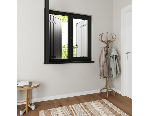 Volet battant 2 panneaux aluminium gris 125 x 120 cm - GEOM - Brico Dépôt