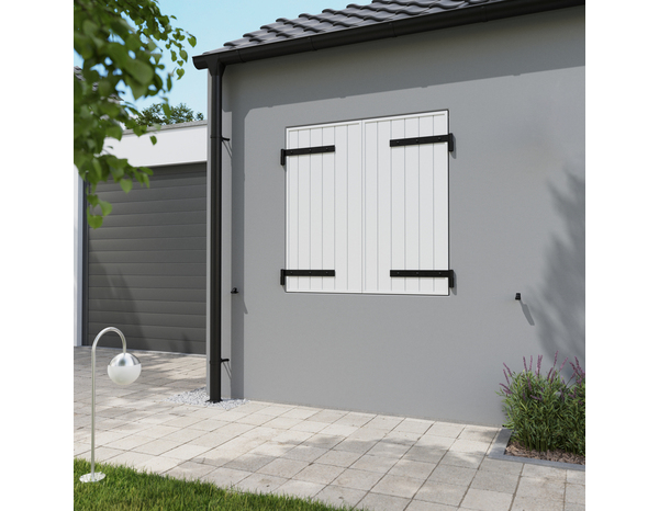 Volet battant 2 panneaux PVC blanc 125 x 120 cm - GEOM - Brico Dépôt