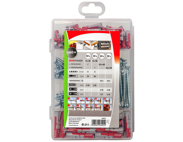 Boîte d'assortiment de cheville à expansion et vis DuoPower - Fischer - Brico Dépôt