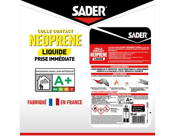 Colle contact néoprène liquide - Tube de 55ml - Sader - Brico Dépôt
