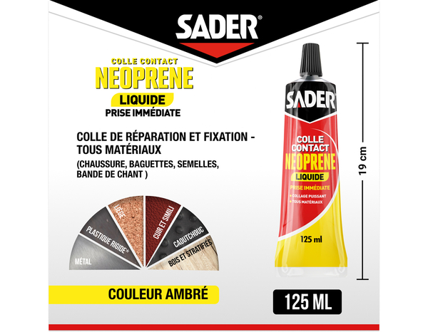 Colle contact néoprène liquide - Tube de 125ml - Sader - Brico Dépôt