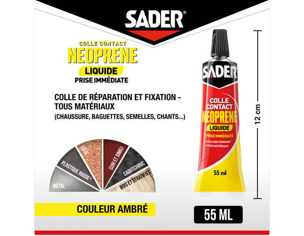 Colle contact néoprène liquide - Tube de 55ml - Sader - Brico Dépôt