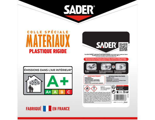 Tube de colle plastique rigide 55 ml - Sader - Brico Dépôt