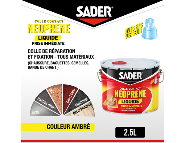 Colle contact néoprène gel liquide 2,5 kg - Sader - Brico Dépôt