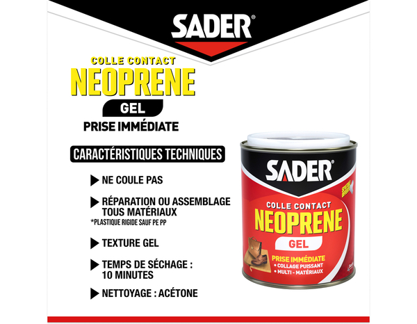 Colle contact néoprène en gel, spatule incluse - Seau de 2,5l - Sader - Brico Dépôt