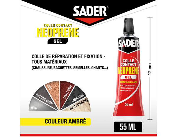 Colle contact néoprène en gel - Tube de 55ml - Sader - Brico Dépôt