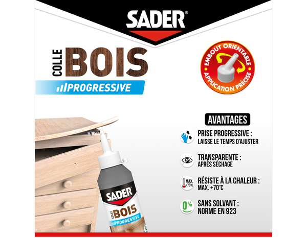 Colle bois à prise progressive - 250g - Sader - Brico Dépôt