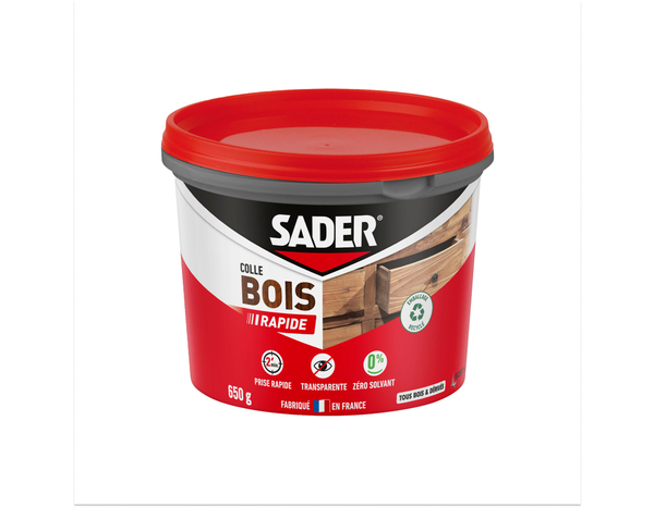 Colle à bois à prise rapide sur tous type de bois - 650 g - Sader - Brico Dépôt
