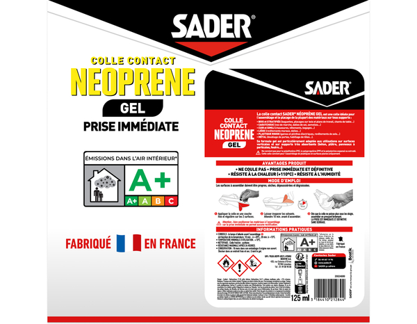 Colle contact néoprène en gel - Tube de 125ml - Sader - Brico Dépôt