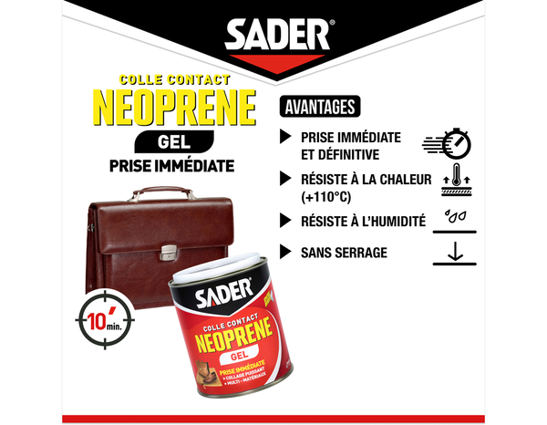 Colle contact néoprène en gel, spatule incluse - Seau de 2,5l - Sader - Brico Dépôt