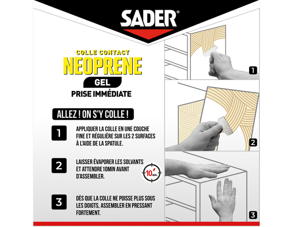 Colle contact néoprène en gel, spatule incluse - Seau de 2,5l - Sader - Brico Dépôt