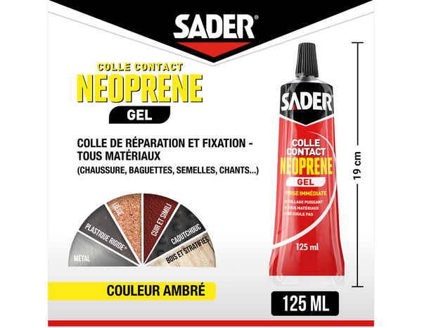 Colle contact néoprène en gel - Tube de 125ml - Sader - Brico Dépôt