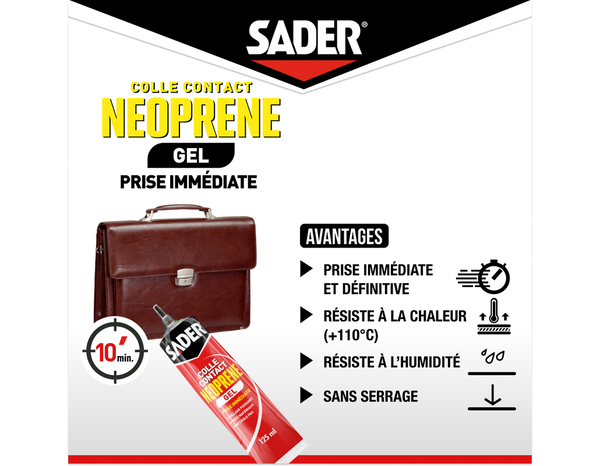 Colle contact néoprène en gel - Tube de 125ml - Sader - Brico Dépôt