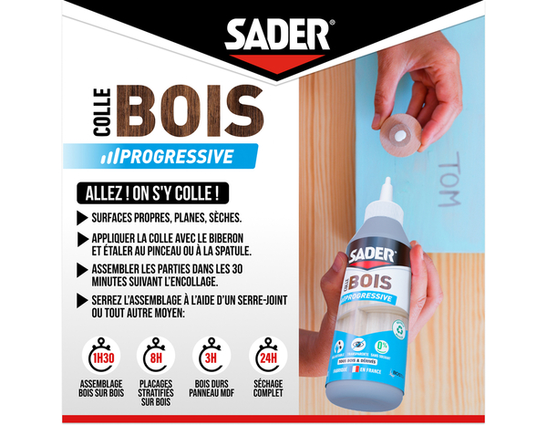 Colle bois à prise progressive - 250g - Sader - Brico Dépôt