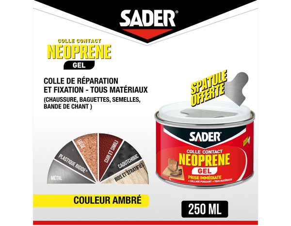 Colle contact néoprène en gel, spatule incluse - 250ml - Sader - Brico Dépôt