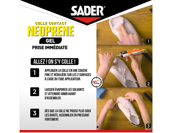 Colle contact néoprène en gel - Tube de 125ml - Sader - Brico Dépôt