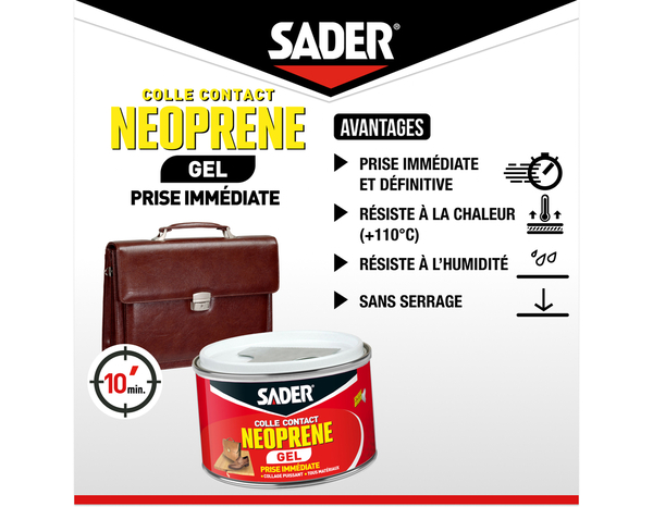 Colle contact néoprène en gel, spatule incluse - 250ml - Sader - Brico Dépôt
