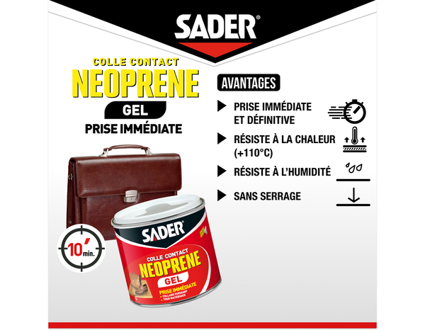 Colle contact néoprène en gel, spatule incluse - 500ml - Sader - Brico Dépôt