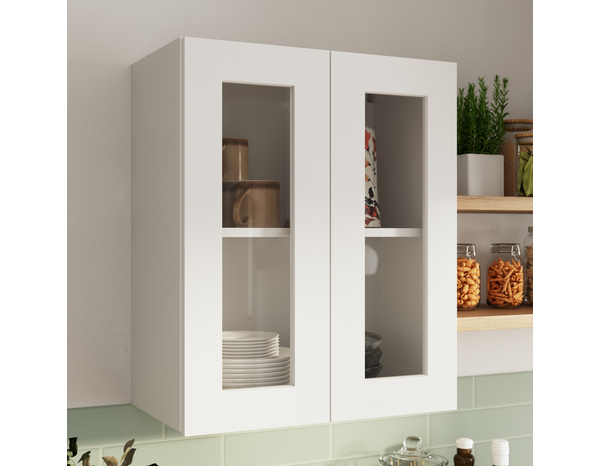 Façade 1 porte vitrée 30cm "Florie" blanc mat - L. 29.7 x H. 71.5cm - Cooke and Lewis - Brico Dépôt