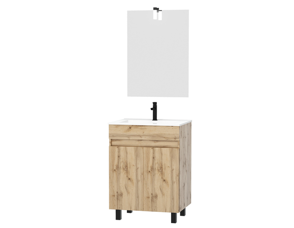 Ensemble meuble + vasque + miroir avec Led Swift 60 cm - Brico Dépôt