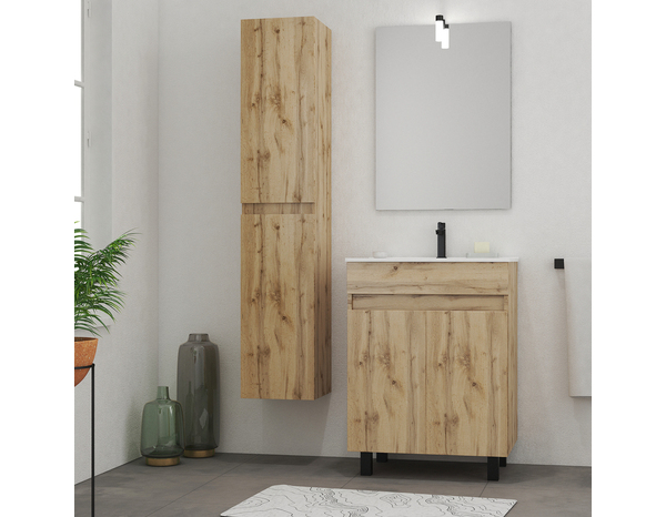 Ensemble meuble + vasque + miroir avec Led Swift 60 cm - Brico Dépôt