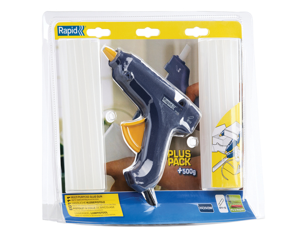 Pistolet à colle 12mm Rapid EG111 + 500g de colle transparente - Rapid - Brico Dépôt