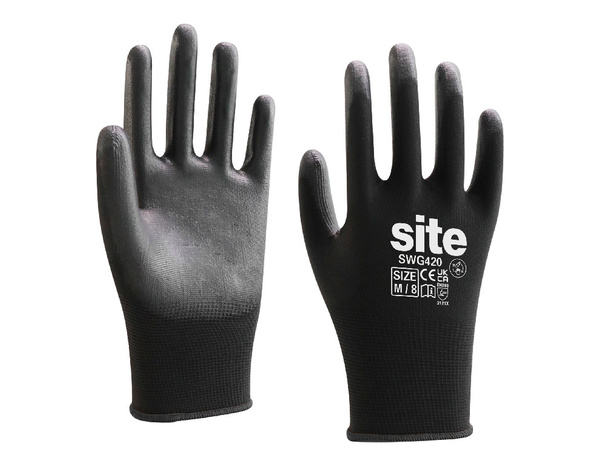 Gants tous travaux pleins noir polyuréthane Taille.8 - Brico Dépôt