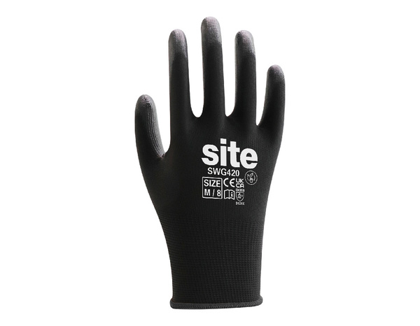 Gants tous travaux pleins noir polyuréthane Taille.8 - Brico Dépôt
