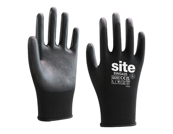 Gants tous travaux pleins noir polyuréthane Taille.9 - Brico Dépôt