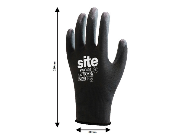 Gants tous travaux pleins noir polyuréthane Taille.10 - Brico Dépôt