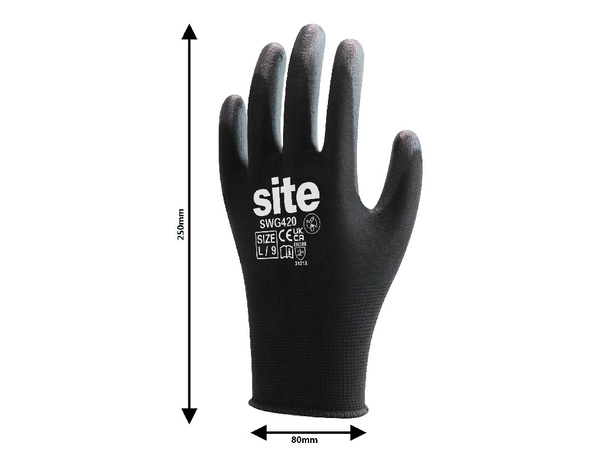 Gants tous travaux pleins noir polyuréthane Taille.9 - Brico Dépôt
