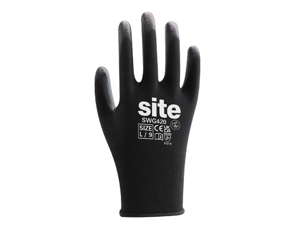 Gants tous travaux pleins noir polyuréthane Taille.9 - Brico Dépôt