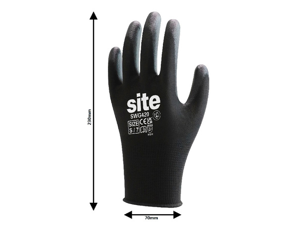Gants tous travaux pleins noir polyuréthane Taille.7 - Brico Dépôt