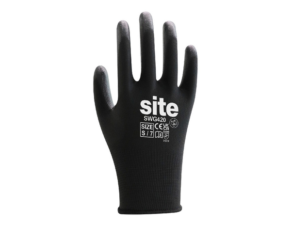 Gants tous travaux pleins noir polyuréthane Taille.7 - Brico Dépôt