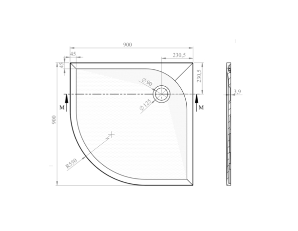 Receveur de douche extra-plat résine 1/4 cercle 90x90cm blanc "CALICIA" - Cooke and Lewis - Brico Dépôt