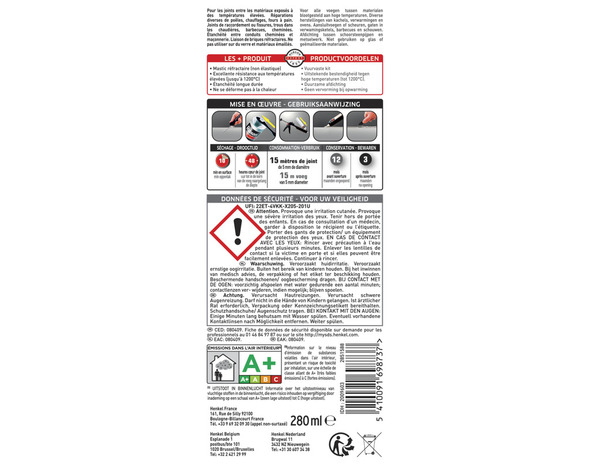 Mastic spécial hautes températures, couleur noir cartouche 280 ml - Rubson - Brico Dépôt