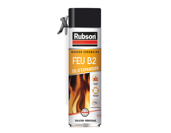 Mousse expansive Fire-B2, isolant thermique multi-supports blanc, aérosol 500 ml - Rubson - Brico Dépôt