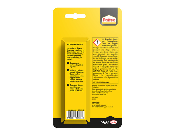 Pâte à réparer multi-usages "Pattex 100%", tube de 64 g - Pattex - Brico Dépôt