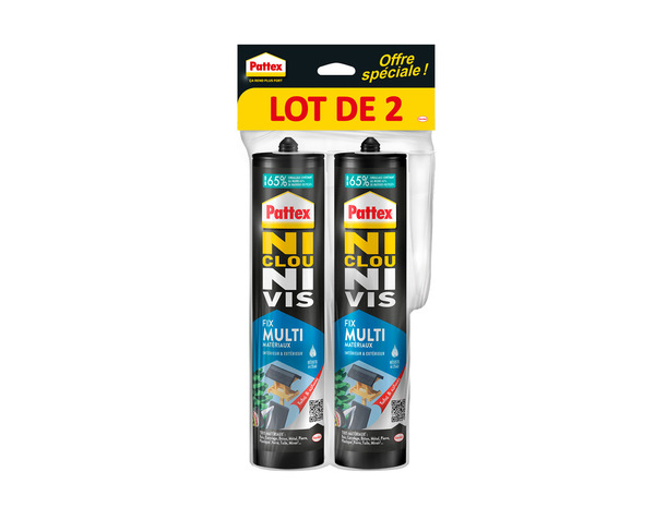 Lot de 2 colles tous matériaux "Ni Clou Ni Vis" - cartouche 450 g - Pattex - Brico Dépôt