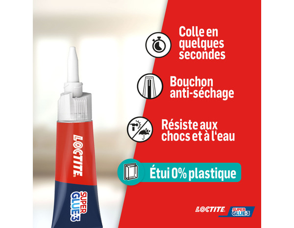 Colle forte, liquide super glue-3 original, tous matériaux, transparente, tube 3 g - Loctite - Brico Dépôt