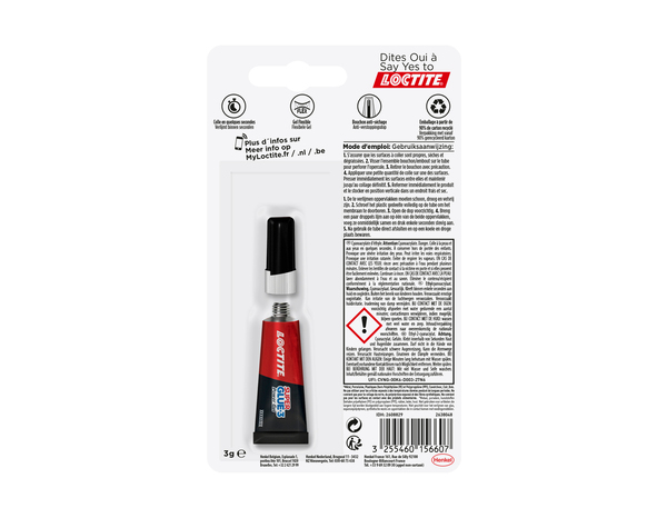 Colle forte en gel super glue-3 power gel, transparente - tube 3 g - Loctite - Brico Dépôt