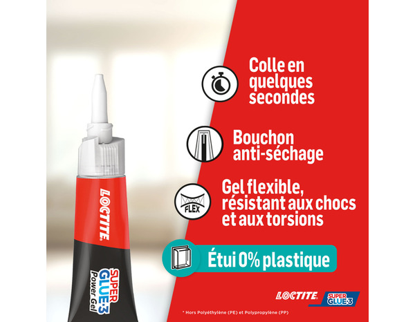 Colle forte en gel super glue-3 power gel, transparente - tube 3 g - Loctite - Brico Dépôt