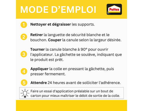 Colle blanche Ni Clou Ni Vis extra fort & rapide, cartouche prête à l'emploi 266 g - Pattex - Brico Dépôt