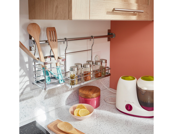 Porte-ustensiles de barre de crédence argent chromé - H. 22,5 x l. 11,5 cm - Cooke and Lewis - Brico Dépôt
