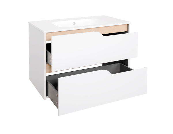 Ensemble meuble + vasque + miroir “Tolima” blanc – l. 80 X P. 45cm - Brico Dépôt