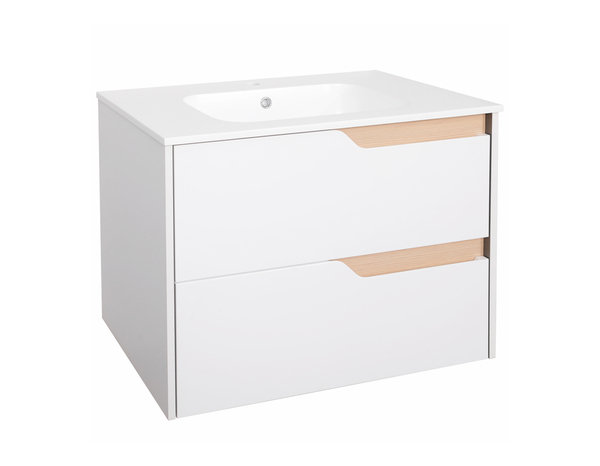 Ensemble meuble + vasque + miroir “Tolima” blanc – l. 80 X P. 45cm - Brico Dépôt